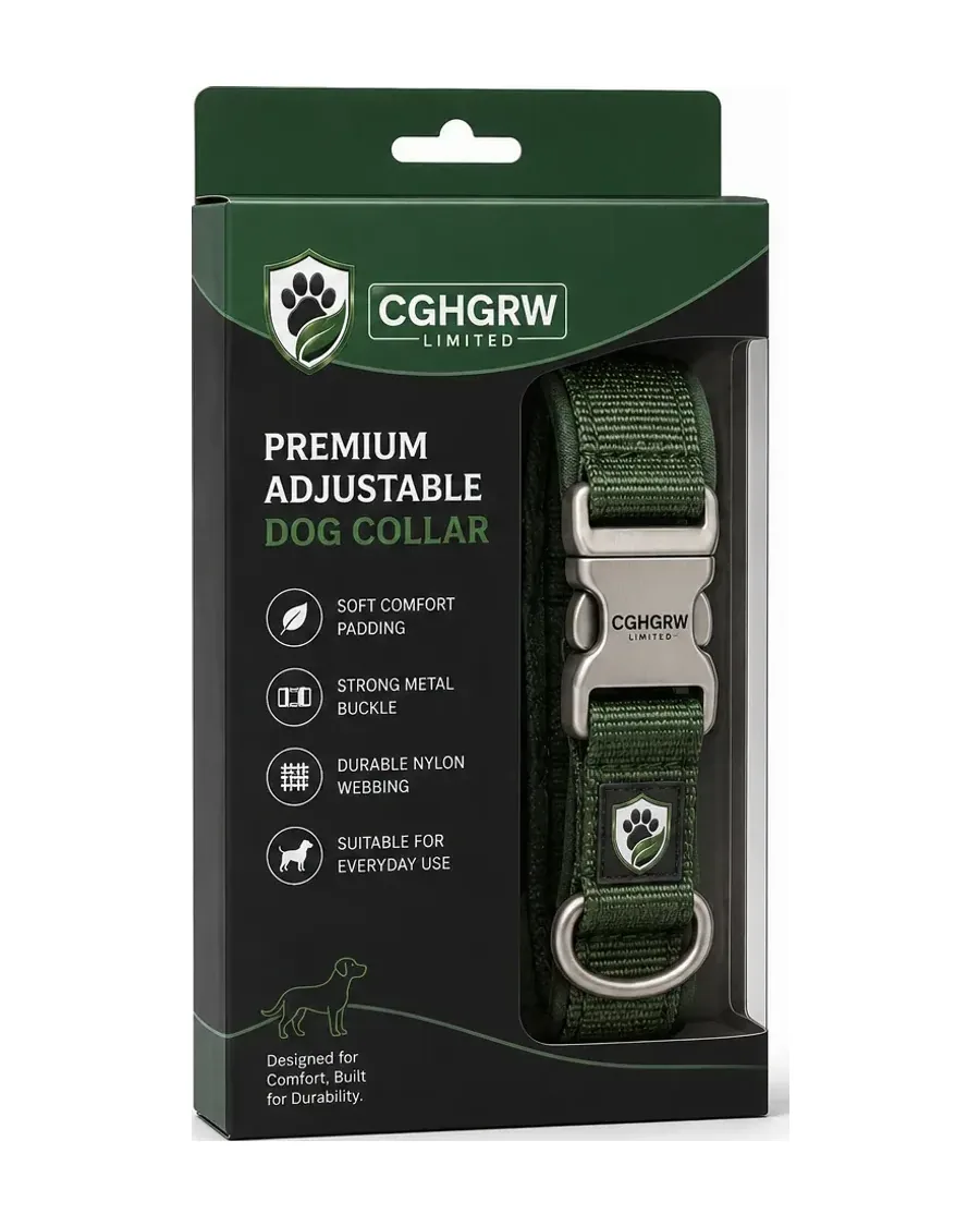 CGHGRW Premium Adjustable Dog Collar, medium size, with packaging